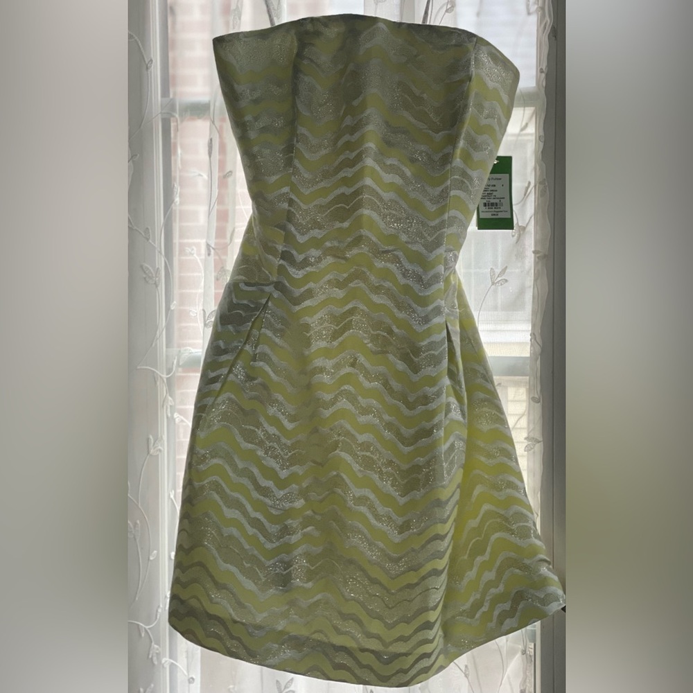 NWT LILLY PULITZER STARFRUIT YELLOW JACQUARD STRAPLESS DRESS